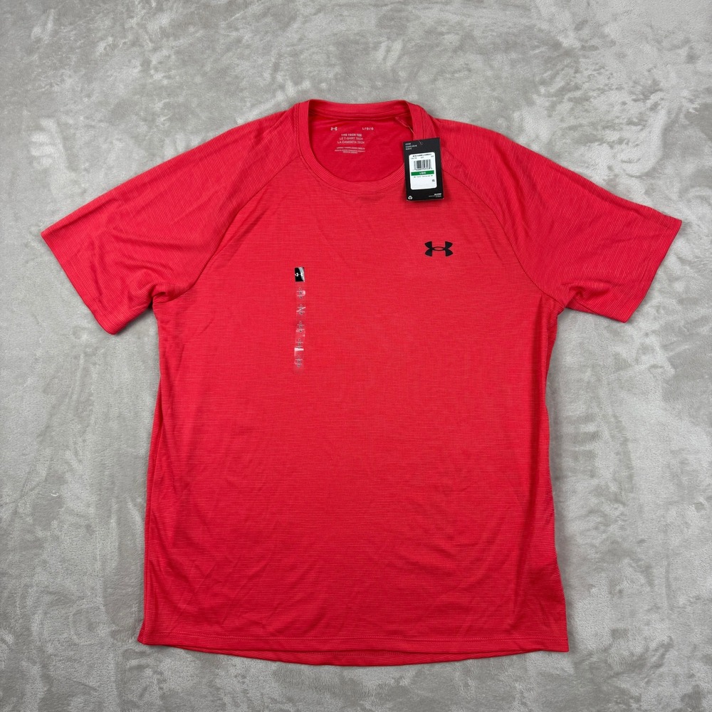 Under Armour T-Shirt Mens Large Coral Red The Tech Tee Textured Athletic NWT